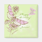 Aimant Papillon Rose Citron Vert (Devant)