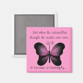 Aimant Papillon rose et noir (Recto/Verso)