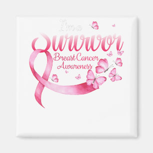 Aimant Papillon rose Je suis un survivant Cancer du sein