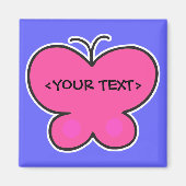 Aimant papillon rose mignon,<YOUR TEXT> (Devant)