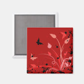 Aimant Papillon rouge Grunge (Recto/Verso)