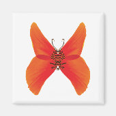 Aimant Papillon rouge orange avec votre nom (Devant)