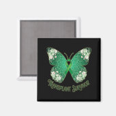 Aimant Papillon Ruban Vert Mandala Transplanté Survivant (Recto/Verso)
