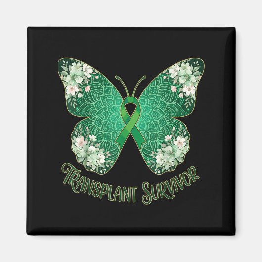 Aimant Papillon Ruban Vert Mandala Transplanté Survivant (Devant)