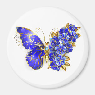 Aimant Papillon Saphir Fleur