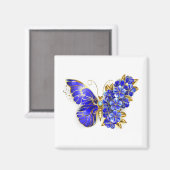 Aimant Papillon Saphir Fleur (Recto/Verso)