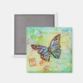 Aimant Papillon sarcelle et violet (Recto/Verso)