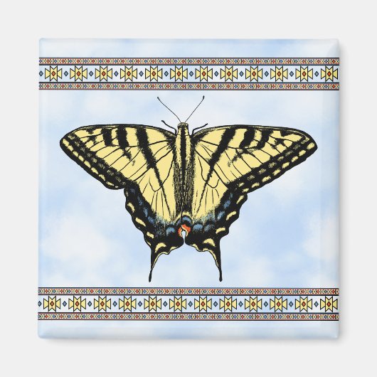 Aimant Papillon Southwest Yellow Swallowtail Blue Sky (Devant)