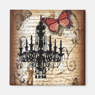 Aimant papillon steampunk paris chandelier vintage
