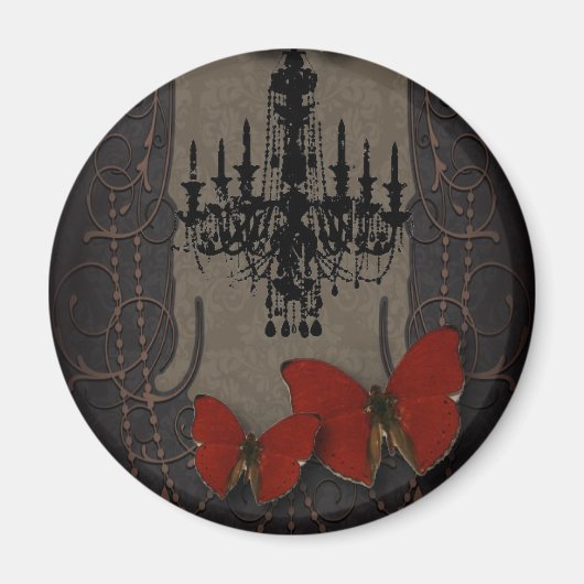 Aimant papillon steampunk paris chandelier vintage (Devant)