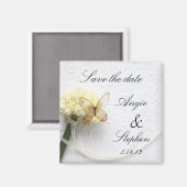 Aimant papillon sur bouquet de fleurs enregistrer la date (Recto/Verso)