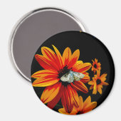 Aimant Papillon sur Fleur Orange Fierté - Bold Nature Art (Recto/Verso)