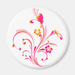 Aimant Papillon tourbillonnant rose