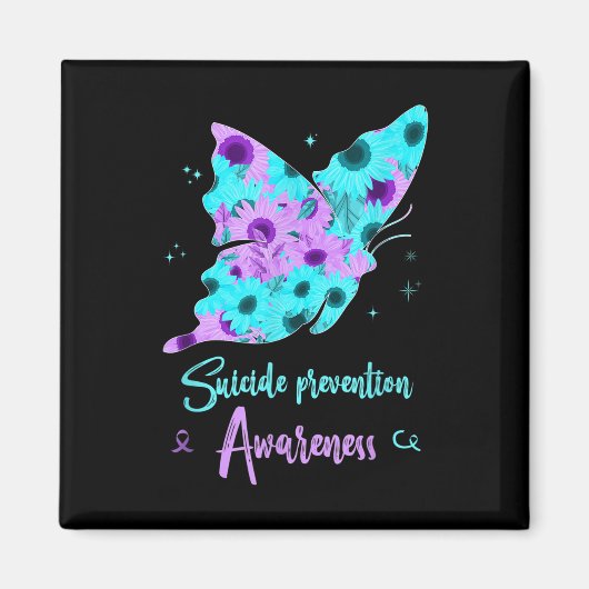 Aimant Papillon Tournesol de sensibilisation à la prévent (Devant)