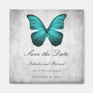 Aimant Papillon turquoise Enregistrer l'aimant de date