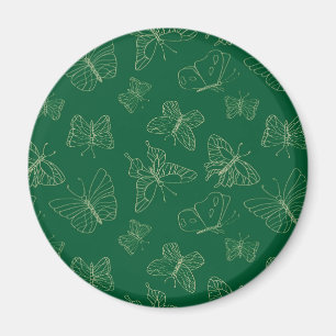 Aimant Papillon vert foncé imprimé, inspiré par la nature
