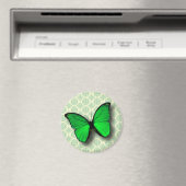 Aimant Papillon vert sur Motif Vintage (In Situ (Lave-vaisselle))