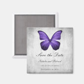 Aimant Papillon violet Enregistrer l'aimant de date (Recto/Verso)