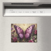 Aimant Papillon violet Rose Bush peinture (In Situ (Lave-vaisselle))
