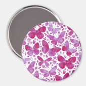 Aimant Papillons Aquarelle Magenta Rose (Recto/Verso)
