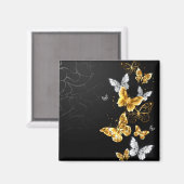 Aimant Papillons blancs et dorés (Recto/Verso)