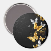 Aimant Papillons blancs et dorés (Recto/Verso)
