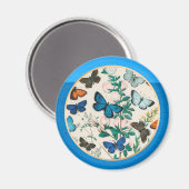 Aimant Papillons, cadre bleu (Recto/Verso)