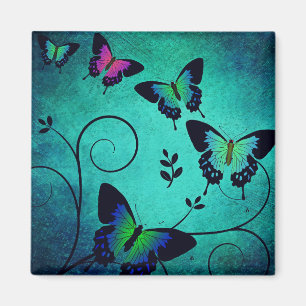 Aimant Papillons de bijoux ornés sarcelle