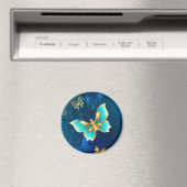 Aimant Papillons dorés sur fond bleu (In Situ (Lave-vaisselle))