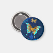 Aimant Papillons dorés sur fond bleu (Recto/Verso)