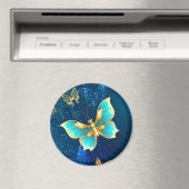 Aimant Papillons dorés sur fond bleu (In Situ (Lave-vaisselle))