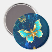 Aimant Papillons dorés sur fond bleu (Recto/Verso)