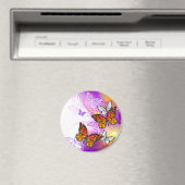 Aimant Papillons Monarque sur Arrière - plan pourpre (In Situ (Lave-vaisselle))