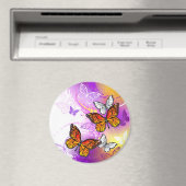 Aimant Papillons Monarque sur Arrière - plan pourpre (In Situ (Lave-vaisselle))