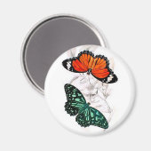 Aimant Papillons - Orange et vert (Recto/Verso)