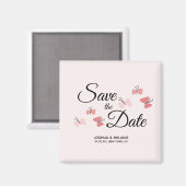 Aimant Papillons romantiques rose Sauvez les dattes (Recto/Verso)