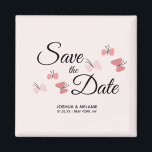 Aimant Papillons romantiques rose Sauvez les dattes<br><div class="desc">Enregistrer les annonces de dates avec des Magnets de papillons roses</div>