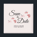 Aimant Papillons romantiques rose Sauvez les dattes<br><div class="desc">Enregistrer les annonces de dates avec des Magnets de papillons roses</div>