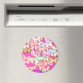 Aimant Papillons, roses multiples et profondes (In Situ (Lave-vaisselle))