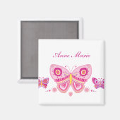 Aimant Papillons roses Texte personnalisé (Recto/Verso)