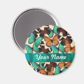 Aimant Papillons verts et oranges (Recto/Verso)