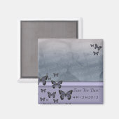 Aimant Papillons Violets Sauvegarder La Date (Recto/Verso)