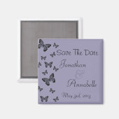 Aimant Papillons Violets Sauvegarder La Date (Recto/Verso)