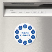 Aimant Pâque Les 10 Plagues Sèder Bleu et Blanc (In Situ (Lave-vaisselle))