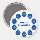 Aimant Pâque Les 10 Plagues Sèder Bleu et Blanc (Recto/Verso)