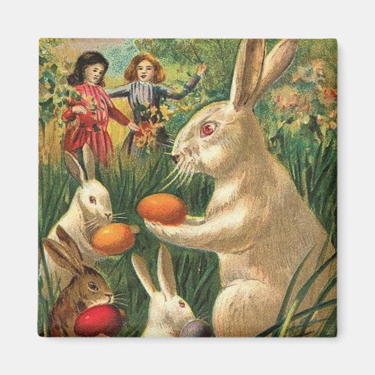 Aimant Pâques Animaux Mignons Vintage (Devant)