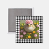 Aimant Pâques Fleurs et poussins mignons (Recto/Verso)