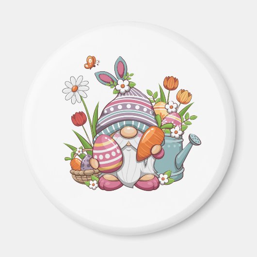 Aimant pâques heureux avec gnome mignon (Devant)