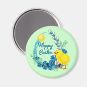Aimant Pâques Joyeuses Avec Bébé Chick (Recto/Verso)