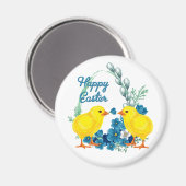 Aimant Pâques Joyeuses Avec Des Poussins (Recto/Verso)